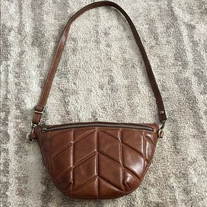 Patricia Nash Quilted Brown Leather Crossbody Bag